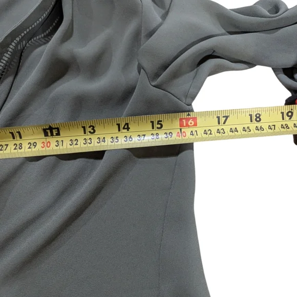 White House Black Market Olive Green Lace-Up Henley Blouse Size 2 Flowy Long Sle - Picture 5 of 13